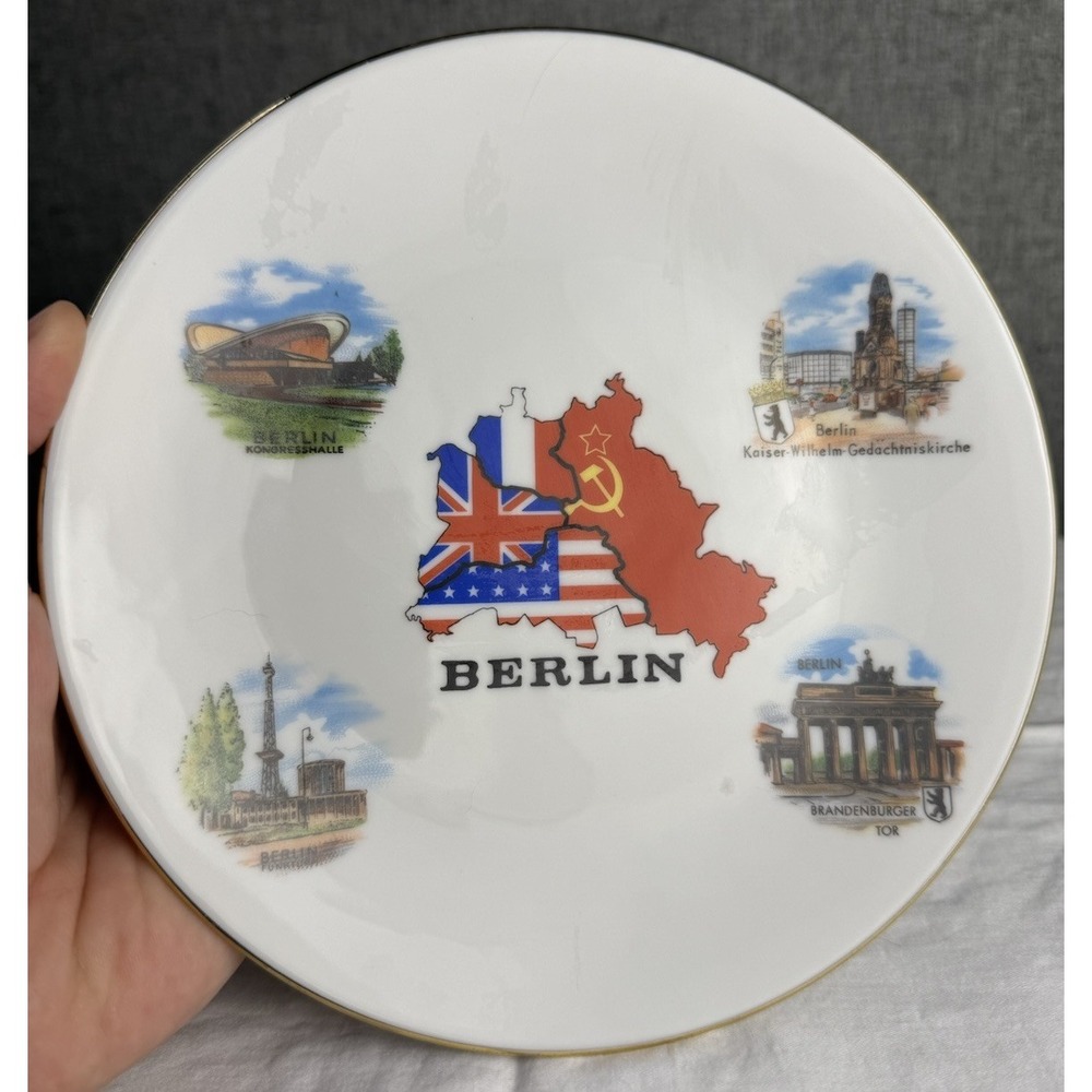 Vintage Bavaria Berlin "Checkpoint Charlie" West East Germany Ceramic Plate